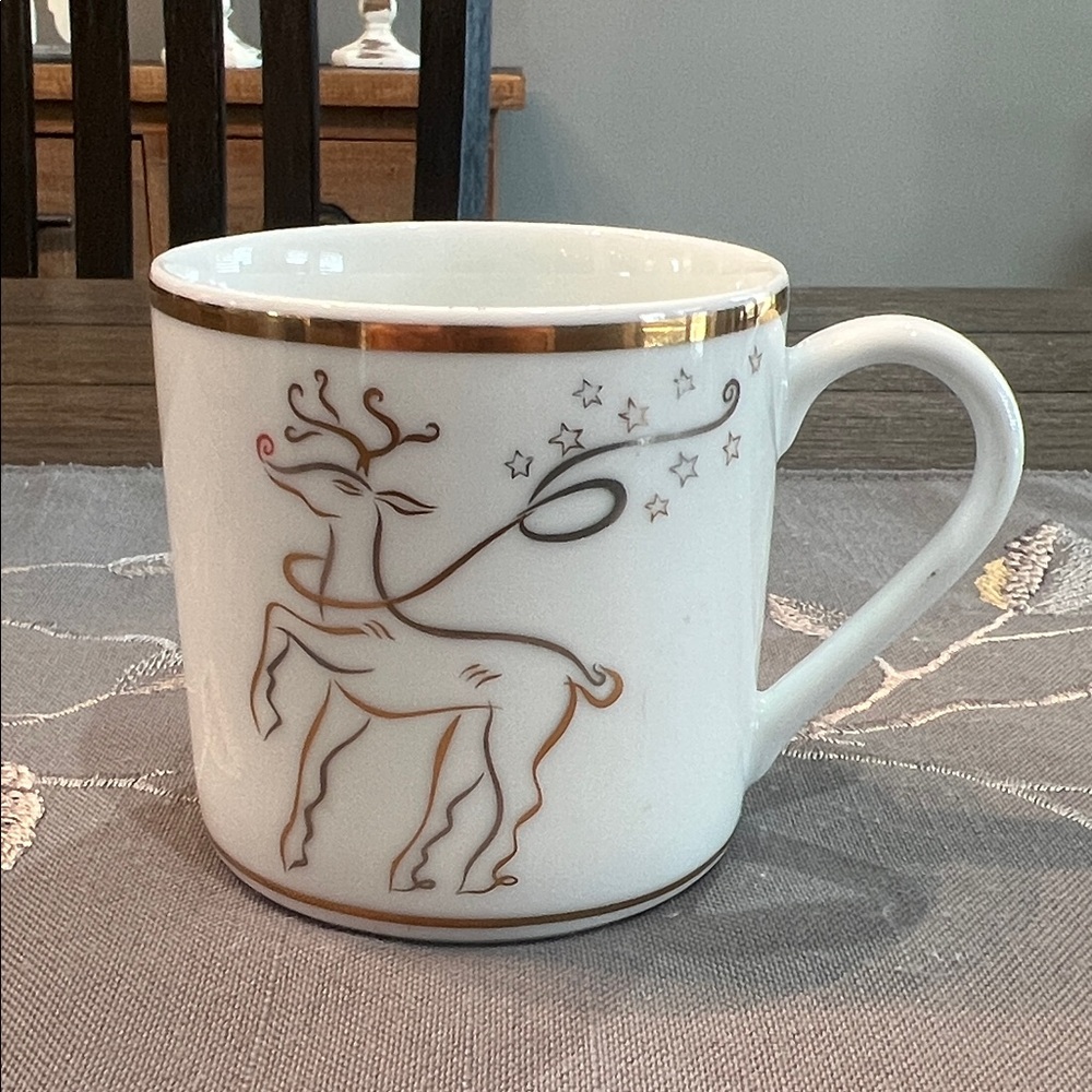 The Rudolph Co Elegant Reindeer Mug with Gold Accents